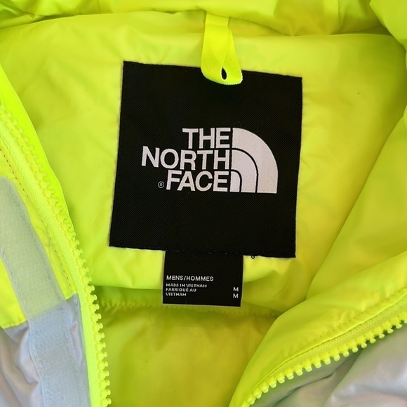 Men's The North Face HMLYN Down Parka size medium light blue/fluorescent yellow - Picture 3 of 7